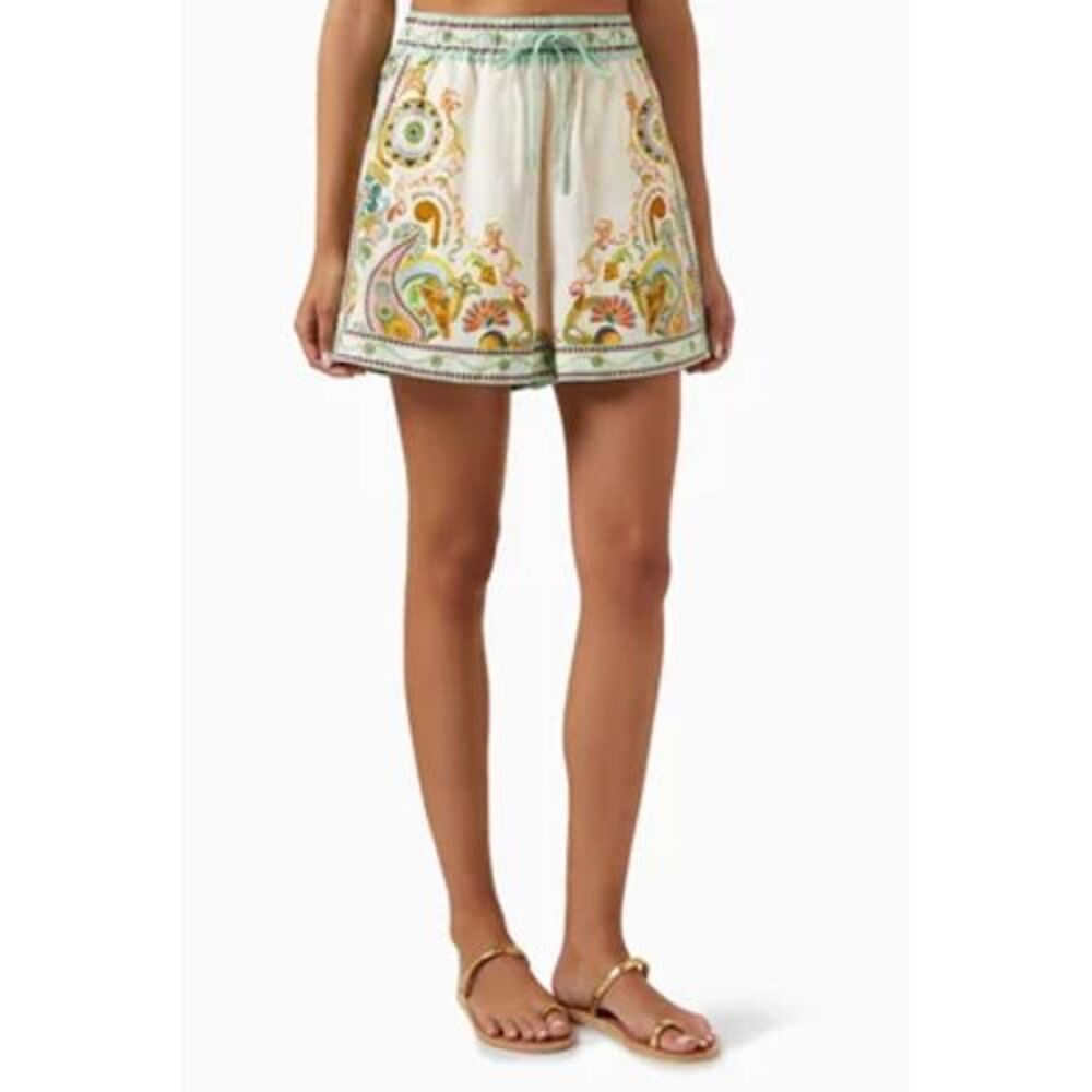 NWOT Bohemian Paisley‎ Print Drawstring Shorts Lounge Elastic Waist Evil Eye